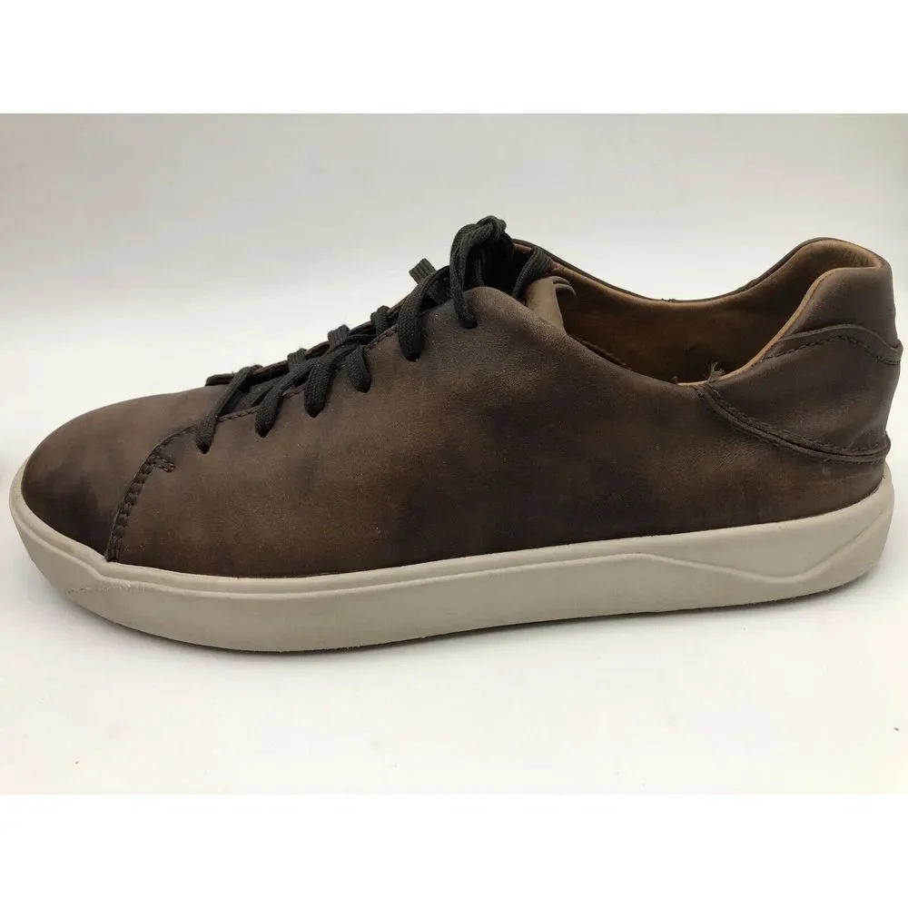 Olukai Lae'ahi Li 'Ili Lace Up Leather Sneakers Mens Dark Brown Patina Size 8.5